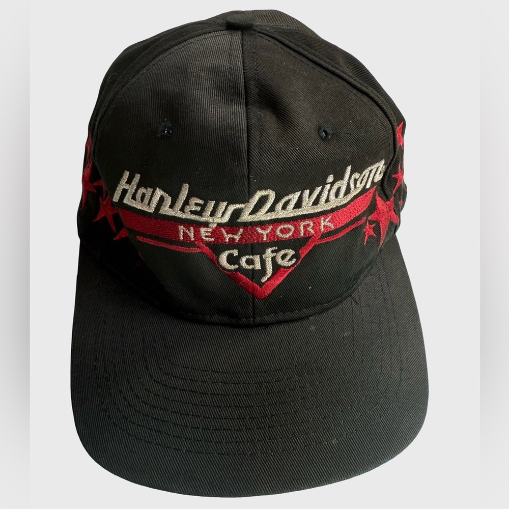 Vintage‎ Harley-Davidson Café New York Hat Black Snapback Cap Embroidered Stars